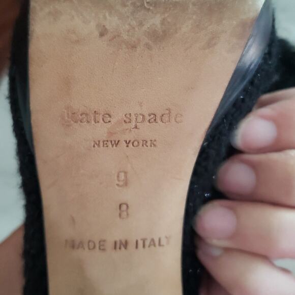 Kate Spade Women's Boucle Sparkle Tweed Mink Bow Open Toe Sling Back Heels 9B - Picture 10 of 10